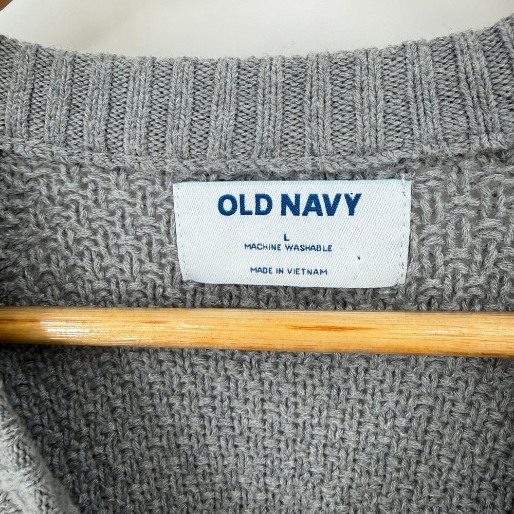 Old Navy Womens Size Large Crew Neck Fisherman Sweater Long Sleeve Knit Gray - Picture 6 of 8